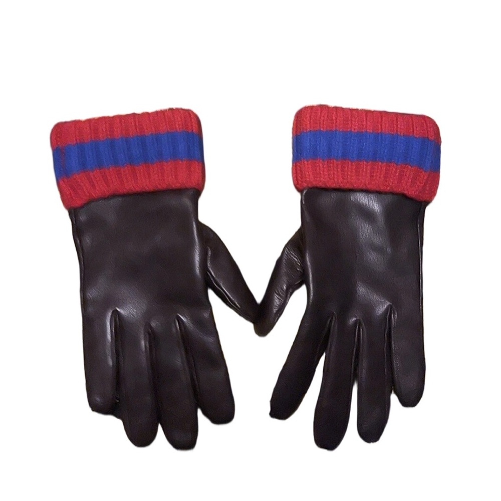 $1280 Gucci Lambskin Leather/Cashmere Gloves 8.5